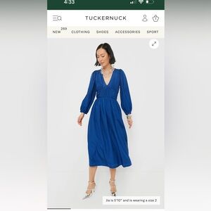 NWT Sea New York Cobalt Fabiola Solid Habotai Long Sleeve Dress Size 8